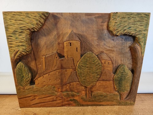 Holzbild halbrelief burg - halbrelief,