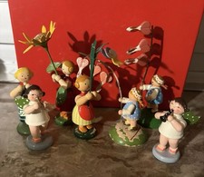 6 alte Erzgebirge Holzfiguren